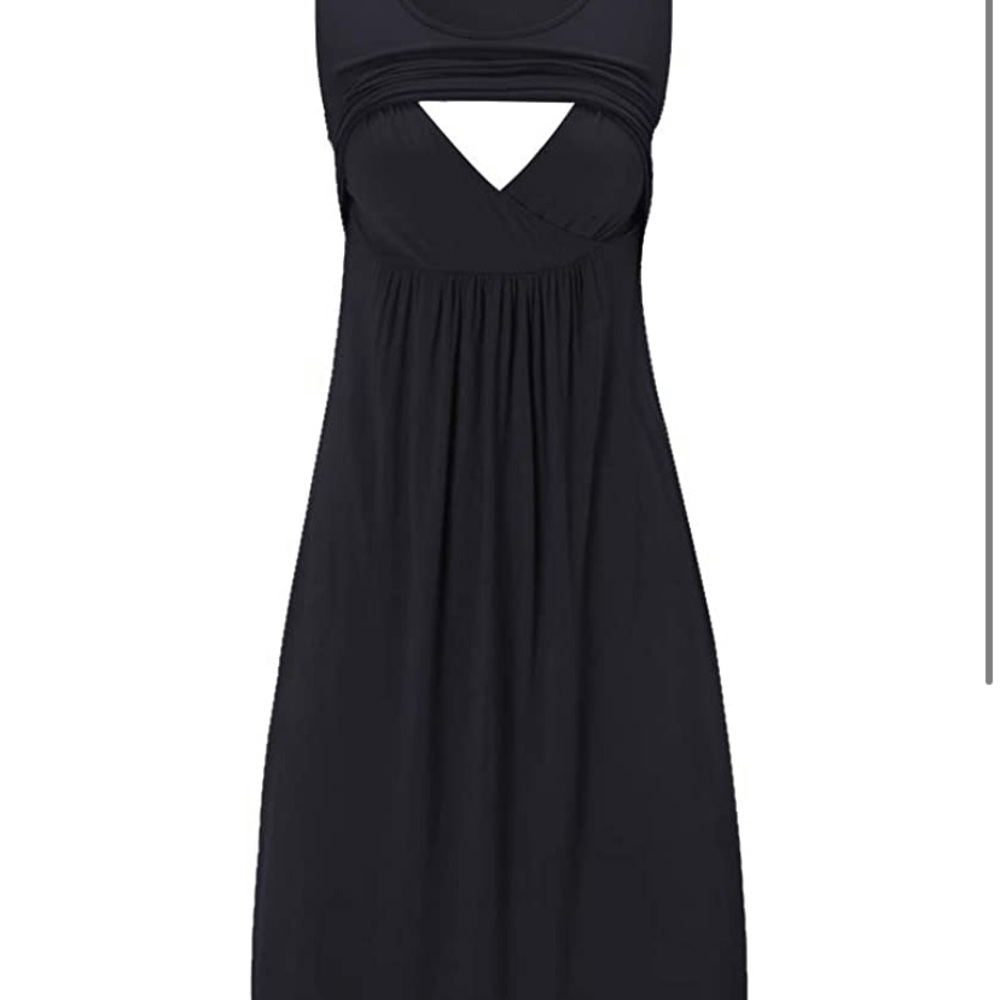 Black Nursing Maternity Midi Tank Dress
